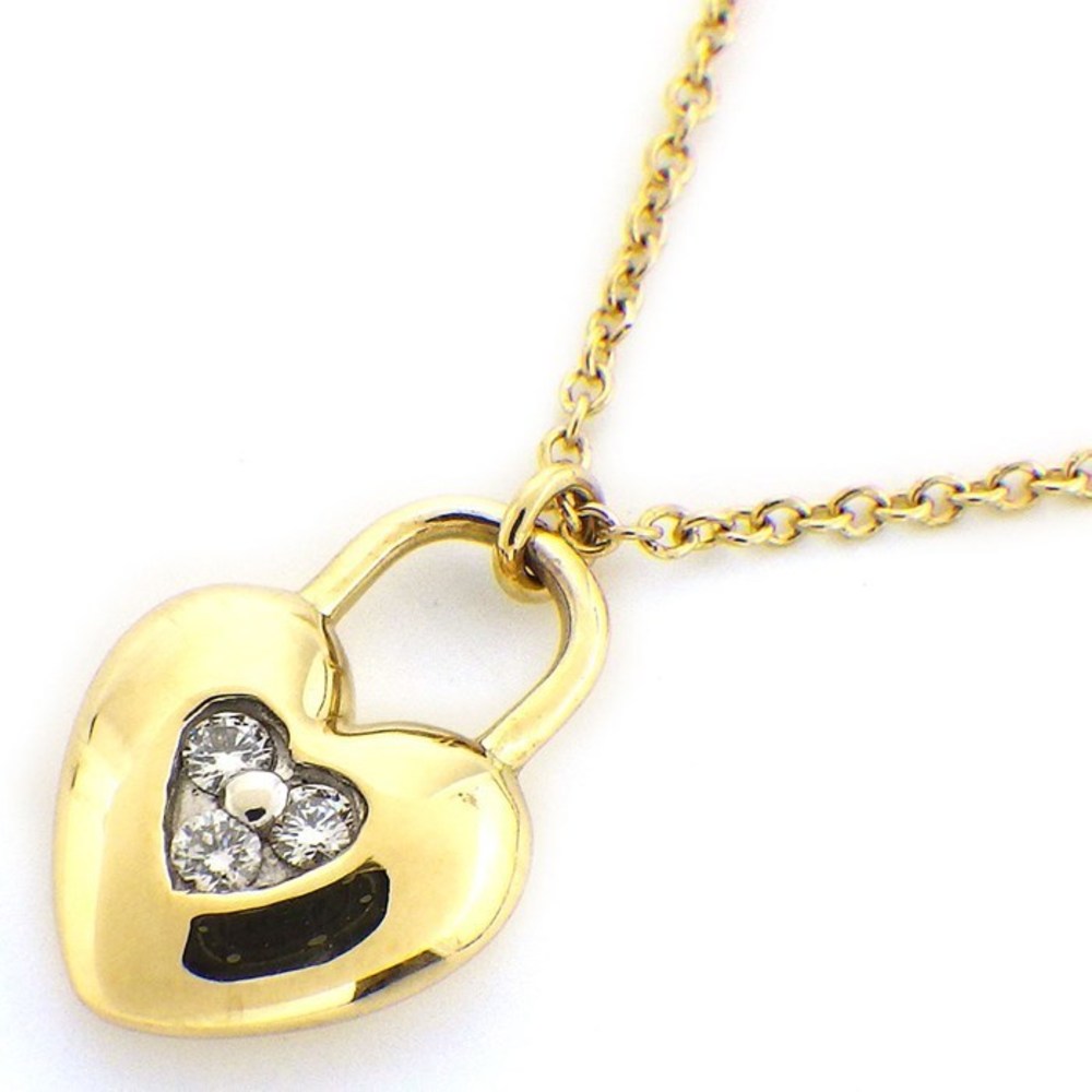 Tiffany Heart Lock Diamond Necklace Yellow Gold White Gold